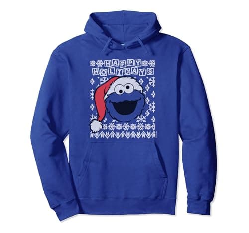Image of Sesame Street Cookie Monster Ugly Christmas Pullover Hoodie