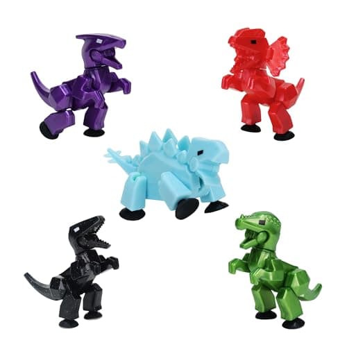 Image of Zing Stikbot Dino Combo 5 Pack, Set of 5 Stikbot Collectable Dino Action Figures, Create Stop Motion Animation, Age 4+ (Metallic Green, Metallic Purple, Metallic Red, Space Black, Ice Blue)