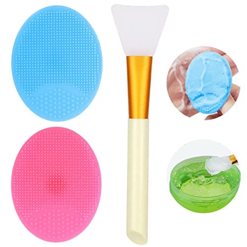 Image of OBSCYON 2 Pcs Manual Silicones Scrubber Facial Cleansing Brush,1 Pcs Face Mask Brush for Skin Smoothing Cleaning