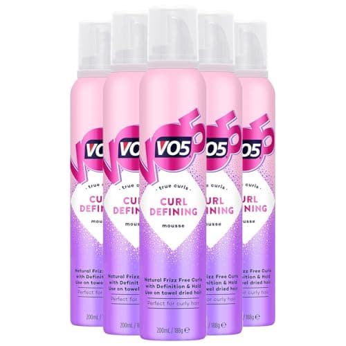 Image of VO5 Curl Defining Mousse with Definition and Hold, Perfect for Curly Hair Provides Bouncy Natural Frizz Free Lasting Curls Protect from Heat Damage, 200ml (Pack of 5)