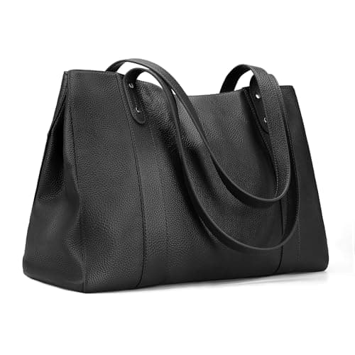 Image of befen Black Tote Bag Genuine Leather Handbags for Women Large Shoulder Bags Women with Luggage Trolley Strap