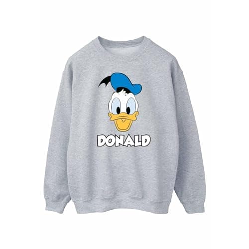 Image of Disney Men's Donald Duck Face Sweatshirt Small Sport Grey