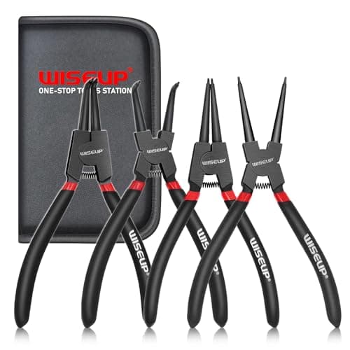 Image of WISEUP Pliers Set, 170mm 4-Piece Bent/Straight Internal External Circlip Plier, Industrial Carbon Steel plier Set, Anti-Rust, Anti-Bending and Labor-Saving Split Ring Pliers, with Storage Bag