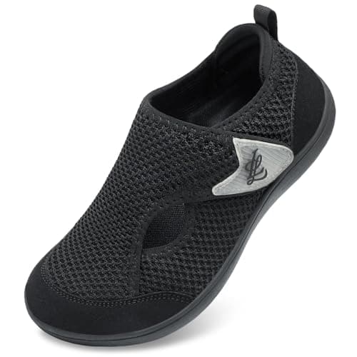 Image of JOINFREE Womens Shoes Wide Fit Barefoot Walking Shoes Adjustable Flat Trainers Breathable Non-Slip Casual Trainers for Swollen or Sensitive Feet Black 8 UK