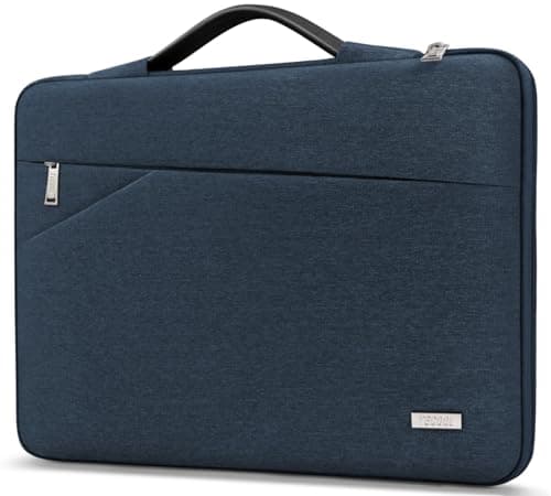 Image of TECOOL 15.6 Inch Laptop Sleeve Protective Case for 15-15.6 Inch Lenovo Thinkpad Ideapad Acer ASUS Dell HP Notebook Chromebook, Waterproof Computer Case Bag with Handle and Pockets, Denim Blue