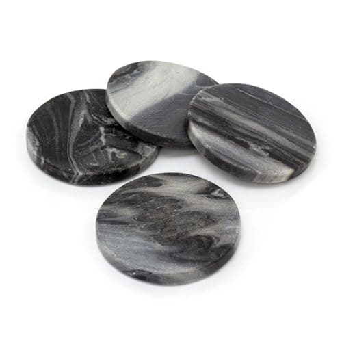 Image of Carousel Home Set Of 4 Round Black Marble Coasters | Natural Stone Marble Coaster Set | 4 Piece Drinks Coasters Cup Mug Table Mats