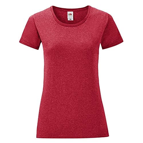 Image of Fruit of the Loom Womens/Ladies Iconic T-Shirt (L) (Heather Red)