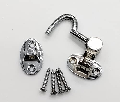 Image of Chrome Cabin Hook 2 Inch Cabin Hook & Eye Silent Catch Door Latch Holder with Screws Silent Cabin Hook for Shed Gate Catch Garden Gate Latch Patio Doors in Various Finishes Pack of 1.