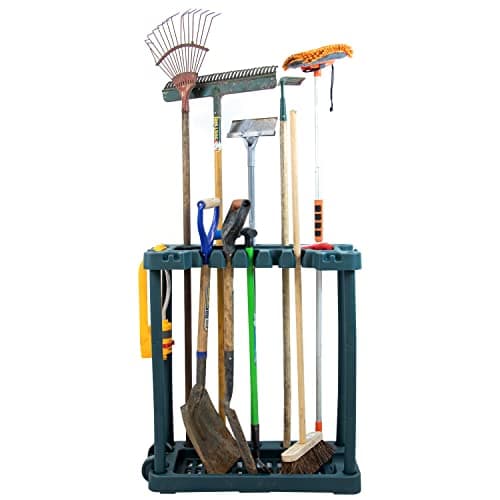 Image of Woodside Garden Tool Holder Storage Rack Trolley with Wheels for Sheds/Garages, Portable Organiser Tidy
