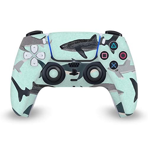 Image of Head Case Designs Officially Licensed Andrea Lauren Design Sharks Art Mix Vinyl Faceplate Sticker Gaming Skin Decal Cover Compatible With Sony PlayStation 5 PS5 DualSense Controller