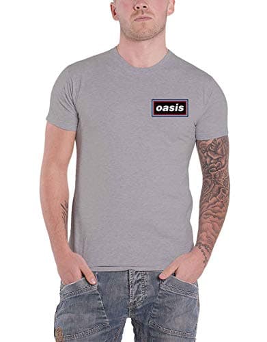 Image of Oasis T Shirt Lines Band Logo Official Mens Grey XXL
