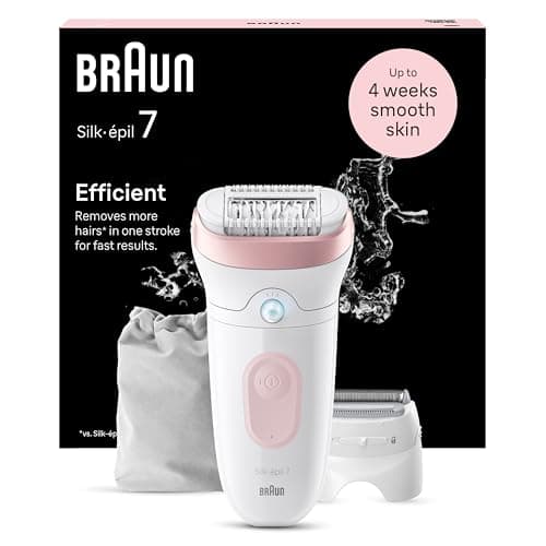 Image of Braun Silk-épil 7 Women's Epilator/Hair Remover for Long-Lasting Hair Removal, 7-030, White/Flamingo Pink