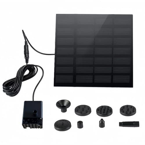 Image of Upgraded Solar Water Pump with 6 Nozzles, Separate Solar Panel, Pond Pump for Bird Bath, Fish, Small Pond, Garden Decoration