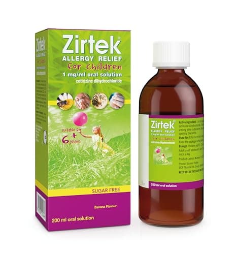 Image of Zirtek Allergy Relief 200 ml Syrup | Hayfever, Dust, Pets, and Hives | Cetirizine Antihistamine Solution | Helps Relieve Allergic Symptoms |antihistamine for Adults and Children Over 6 Years