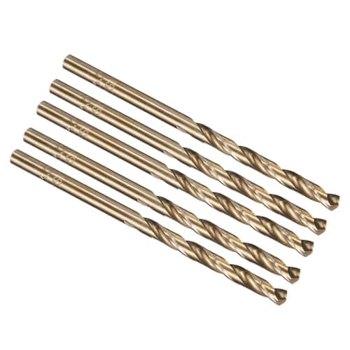 Image of PATIKIL 3.2mm Drill Bit, M35 Cobalt 5% High-Speed Steel Jobber Straight Shank 135° Gold Finish for Stainless Steel Hard Metal - 5 Pack