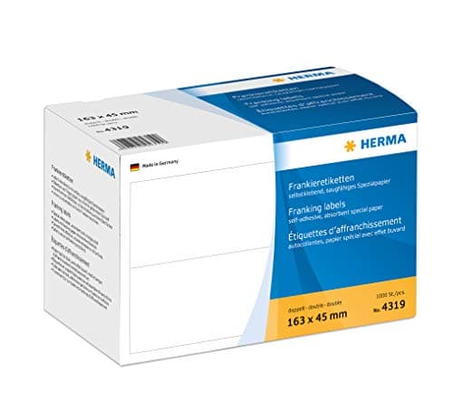 Image of Herma 163 x 45 mm Double Franking Labels (Pack of 1000), White