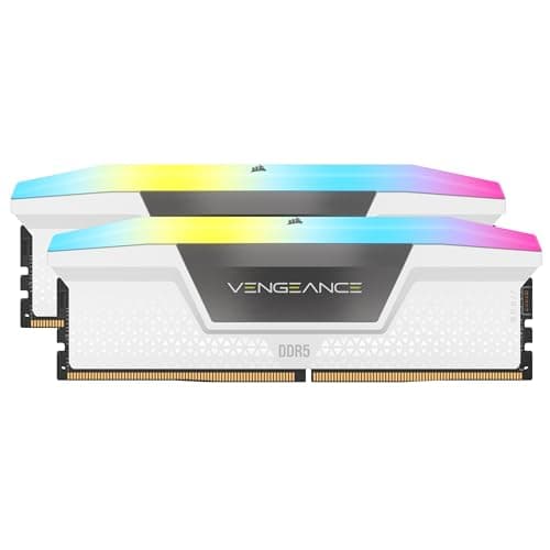 Image of CORSAIR VENGEANCE RGB DDR5 RAM 32GB (2x16GB) Up to 6000MHz CL30-36-36-76 1.4V AMD EXPO & Intel XMP Desktop Computer Memory – White (CMH32GX5M2B6000Z30W)