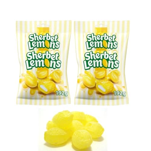 Image of Sherbet Lemons Sweets Bag 192g (2 Packs) - Lemon Flavour Sweets with a Sherbet Centre