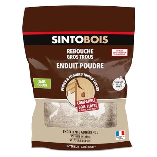 Image of SINTO - Wood Filler - Powder filler - Fills large holes, cracks and splits - Excellent adherence - Odourless - Quick to dry - Indoors & Outdoors - 1KG