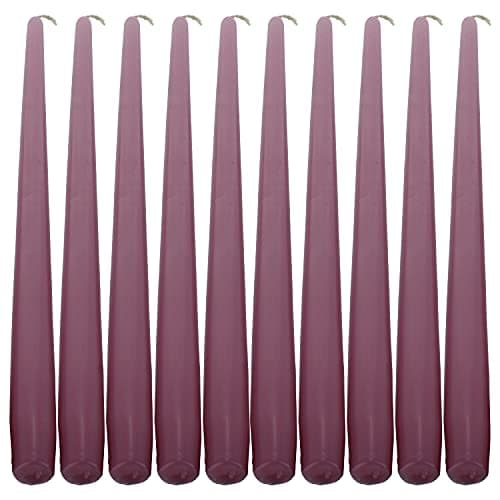 Image of Deli Supplies Dinner Party Christmas Table Decor Bistro Candles Non Drip Tapered 9” 24cm Tall Taper Candle 7 Hour Burn Time Smokeless and Dripless Quality Wax (Old Rose/Pink, 10)