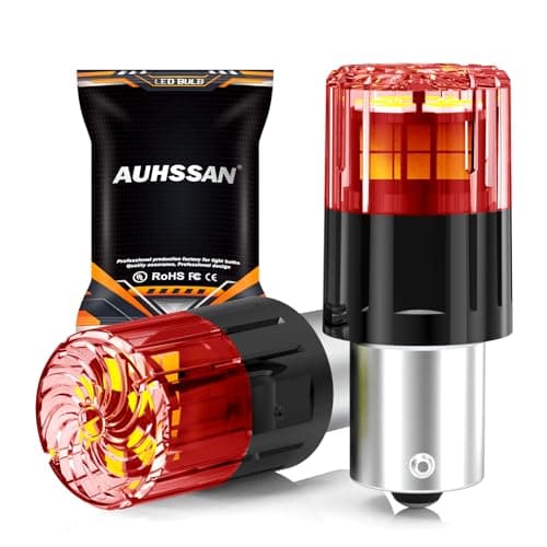 Image of AUHSSAN P21w 1156 BA15S LED Bulb, Super Bright Red 6.5W 12V 24V Non-Polarity 2835 18SMD LED Bulbs Car Replacement Lights for Backup Reverse Tail Turn Signal Brake Rear Fog Lights (Pack of 2)