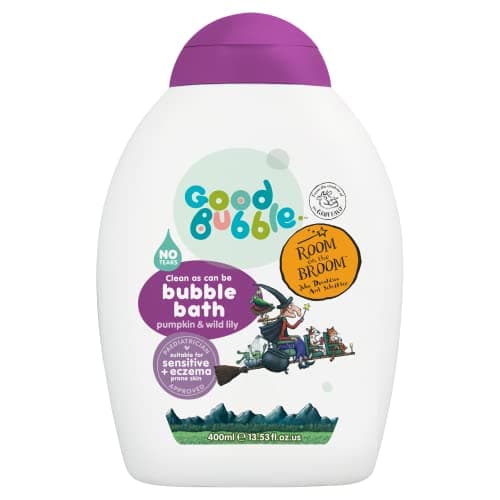 Image of Good Bubble Room on the Broom Bubble Bath (400ml) - Tear-Free Baby Bath for Sensitive & Eczema-Prone Skin - Pumpkin & Wild Lily - Gentle Sulphate-Free Toddler & Kids Bath Wash