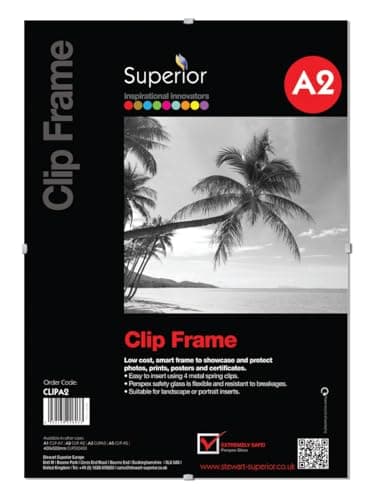 Image of SECO A2 Frameless Clip Frame | Perspex Safety Glass Poster & Picture Frame | Wall Mounted Photo Certificate Display | Landscape or Portrait