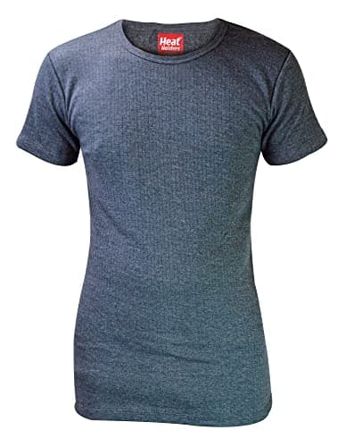 Image of HEAT HOLDERS - Mens Winter Warm Cotton Thermal Underwear Short Sleeve T Shirt Vest (Large (41-43" Chest), Charcoal)