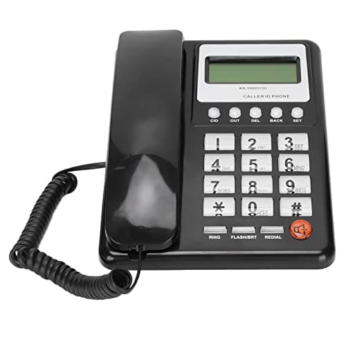 Image of Corded Telephone, Desktop Landline Telephone with LCD Display and Caller ID, Semi Hands Free Standard Phone for Home/Hotel/Office, FSK/DTMF Dual System, pre-dial, redial, calculator(black)