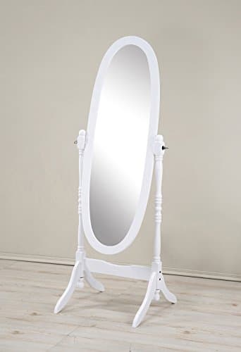 Image of Roundhill Furniture Traditional Style Wood Cheval Floor Mirror, White