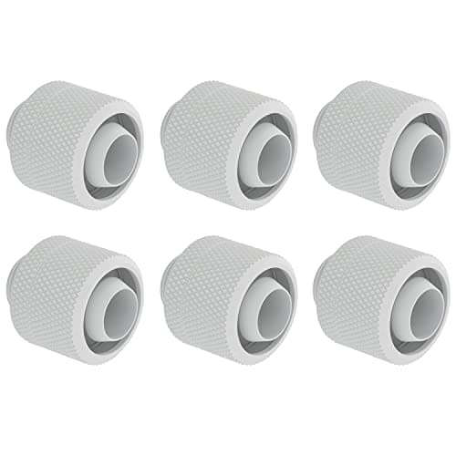 Image of dracaena.io 6 Pack G1/4" Thread to 3/8" ID, 5/8" OD Compression Fitting for Soft Tubing, Soft Tube Connectors for Computer Water Cooling System, White