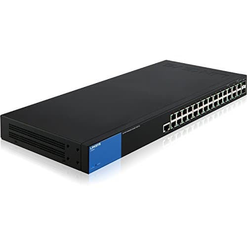 Image of Linksys 28-Port Managed Gigabit Switch - 28 Ports - Manageable - 28 x RJ-45 - 2 x Expansion Slots - 10/100/1000Base-T, 1000Base-X - Desktop - LGS528