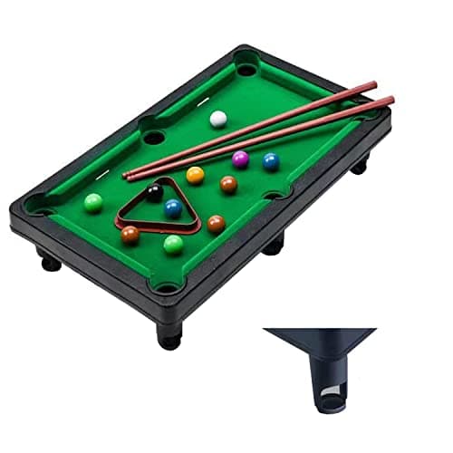 Image of YumSur Mini Pool Table Game,Billiards Table Pool Table Set 11 Balls 2 Cues and 1 Triangle,Portable Games Table Game,Stress Relief Tabletop Snooker Game Set Kids and Adults,GREEN (style 1)