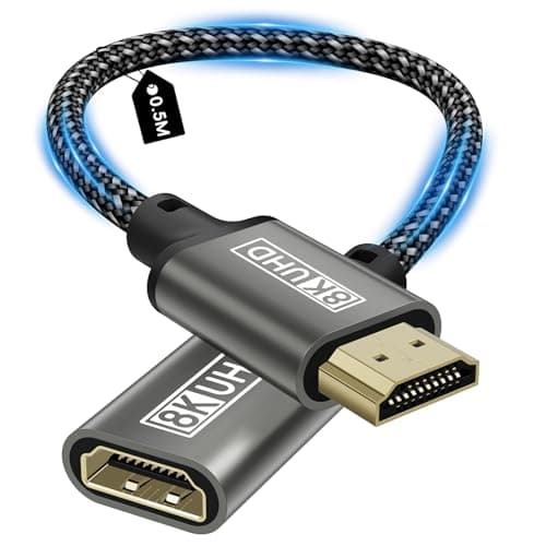 Image of Zestiq HDMI Extension Cable, 8K Male to Female HDMI Extender Cable 48Gbps Ultra High Speed UHD HDR ARC 3D Compatible with TV Stick, Roku, Blu-Ray, Xbox, PS5, HDTV, Laptop-0.5m