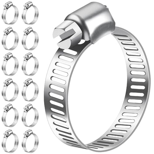 Image of Bolatus Hose Clips 16-25 mm, 12 Pcs Hose Clamp Stainless Steel 304 Adjustable Screw Clamps, 7 Sizes Pipe Clamps Assortment for Pool, House Gas Pipe, Garden Hose