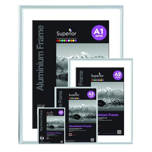 Image of Exacompta - Ref 83758D - Box of 12 A3 Photo Frames - Can be placed on a table or hung on a wall - Aluminium edges - Use Vertical or Horizontal - Dimensions 42.7 x 33 x 2.5 cm - Silver