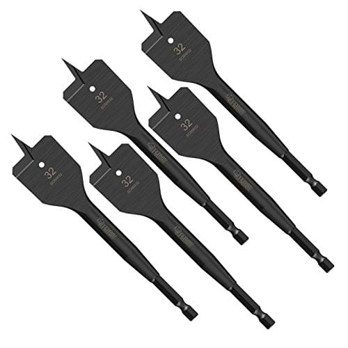 Image of 5 x SabreCut SCRIW32_5 32mm x 152mm Impact Rated Flat Wood Spade Bits for Softwood Hardwood Chipboard