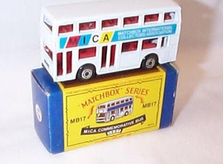 Image of Corgi Matchbox series M.I.C.A commemorative white 1987 bus diecast model, MB17-23-021