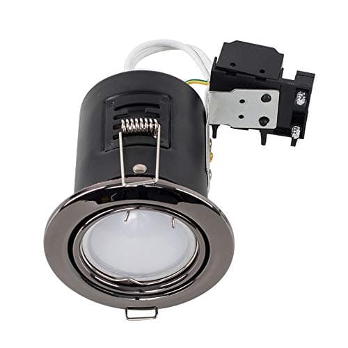 Image of MiniSun | Fire Rated Black Chrome Tiltable GU10 Recessed Ceiling Downlights | Ceiling Spots, Home Décor & Improvement Essential | Pack of 10 | Mains Wired