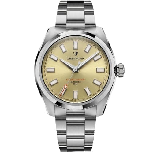 Image of Cestrian Master Series V3 40mm Automatic Men’s Watch – Champagne Dial, 316L Stainless Steel Case & Bracelet, 200m Water Resistant