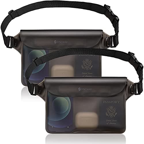 Image of SYNCWIRE Waterproof Pouch Bag with Adjustable Waist Strap (2 Pack) - IP68 Waterproof Waist Bag Screen Touchable Dry Bag with Adjustable Belt for Beach, Swimming, Boating, Fishing, Hiking, etc
