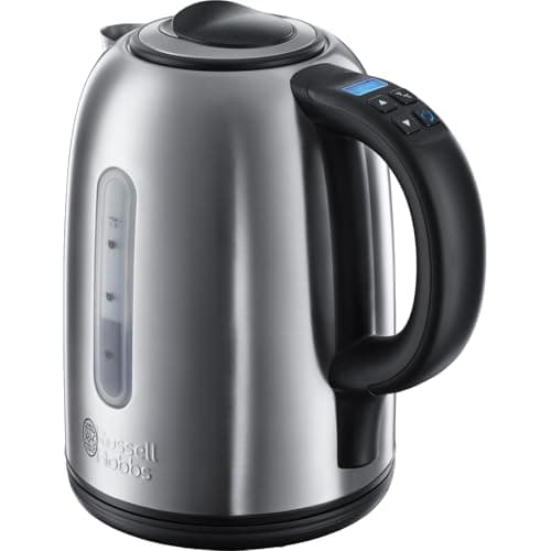 Image of Russell Hobbs Electric Kettle (For Hot Water, Tea or Coffee, 1.7L, Brushed stainless steel, Quiet boil & digital temperature technology, Perfect pour) Digital Quiet Boil 21040