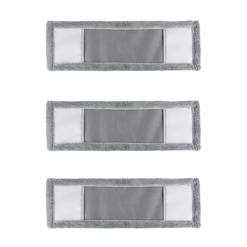 Image of JVL Microfibre Mop Replacement Cleaning Pads – Machine Washable Reusable Refill Heads for Flat Floor Mop – Grey (Pack of 3)