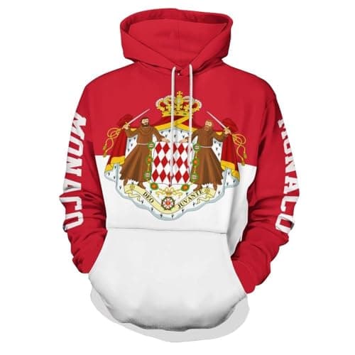 Image of GONMFKM Fashion Casual Sweatshirt Hoodie, Monaco Flag Printed Elastic Large Size Hoodies Abstract Printing Pullover For Men Women School Holiday Tops Clothes Xxl