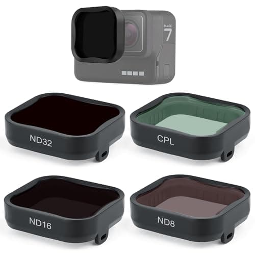Image of GEPULY 4-Pack Camera Lens Filter CPL ND8 ND16 ND32 Filter for Hero 5/Hero 6/Hero 7 Black, Neutral Density & Polarizing Lens Filter Kit Protector for GoPro 5 6 7 Black Accessories