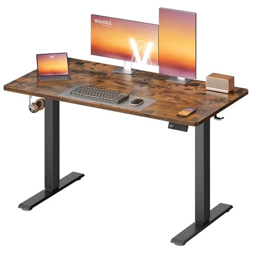 Image of VASAGLE Electric Standing Desk, Height Adjustable Desk, Sedentary Reminder, 4 Memory Heights, for Home Office, 120 x 60 cm, Rustic Brown LSD312KD01