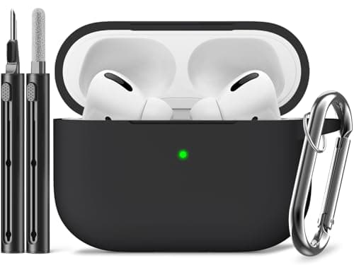 Image of Inesore Compatible with AirPods Pro 2nd/1st Case with Cleaning Kit, Silicone Protective Case Cover for Apple Air Pods Pro(2019/2022/2023), Unisex Design - Black