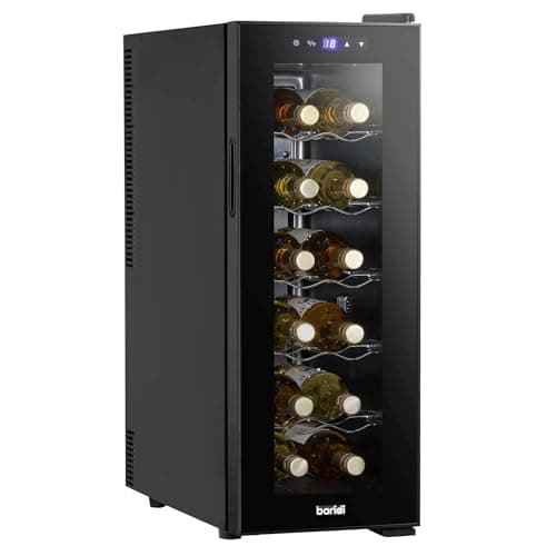Image of Dellonda Baridi 12 Bottle Wine Fridge with Digital Touch Screen Controls, Metal Shelves & LED Light, Black - DH73
