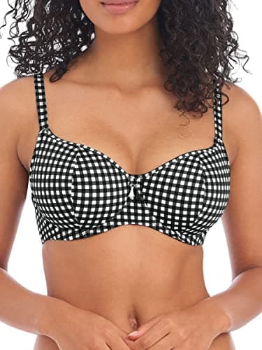 Image of Freya Check in Sweetheart Bikini Top Monochrome Black 36D