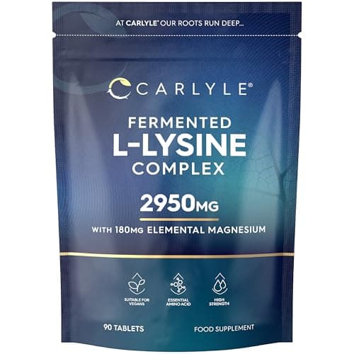 Image of L-Lysine 2950mg | 90 Tablets | Essential Amino Acid | High Strength Vegan Supplement | by Carlyle